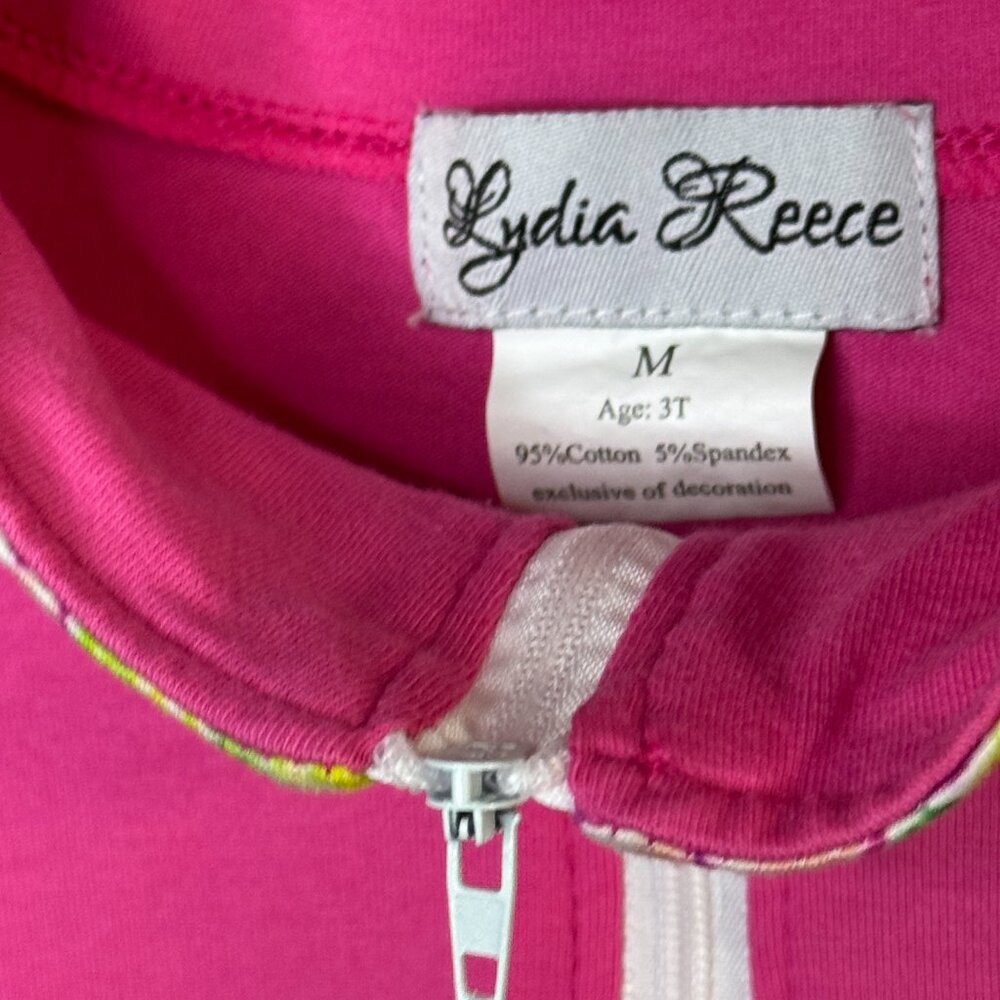 Lydia Reece Pink Floral Tunic Dress Ruffle Hem 3T Pullover - Picture 3 of 4